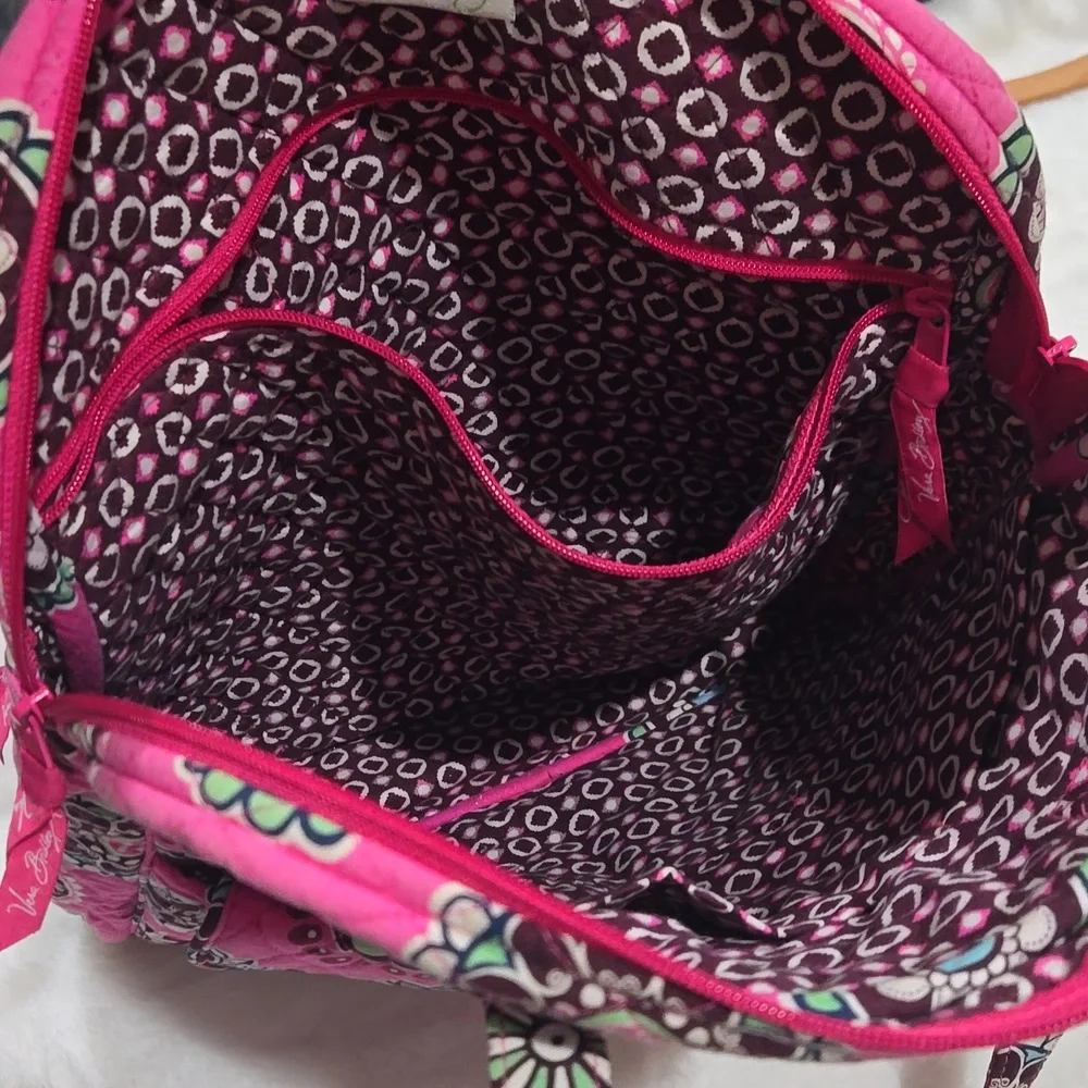 Vera Bradley large computer, book bag. Pink, blue, green, white, burgundy